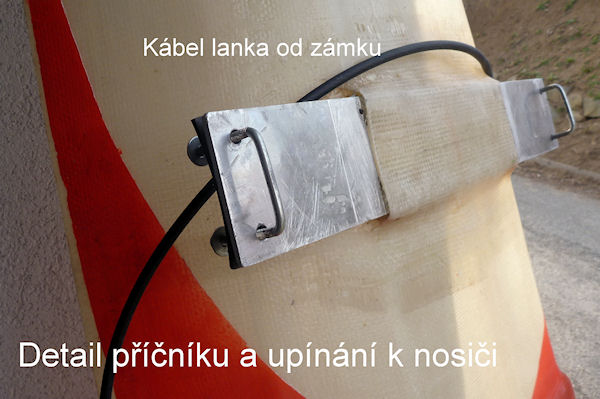Detail příčníku a upínání k nosiči Detail příčníku a upínání k nosiči