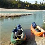 Tiroler Ache pod Schleching 08/2025, 23 m3/s Hutte